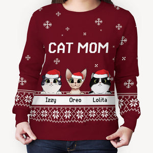 Cat Mom Cat Dad, Personalized All-Over-Print Sweatshirt, Christmas Gift For Cat Lovers