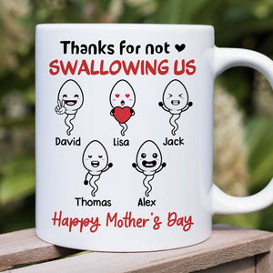 Thanks For Not Swallowing Us, Personalized Accent Mug, Mother's Day Gifts, Gift For Mom