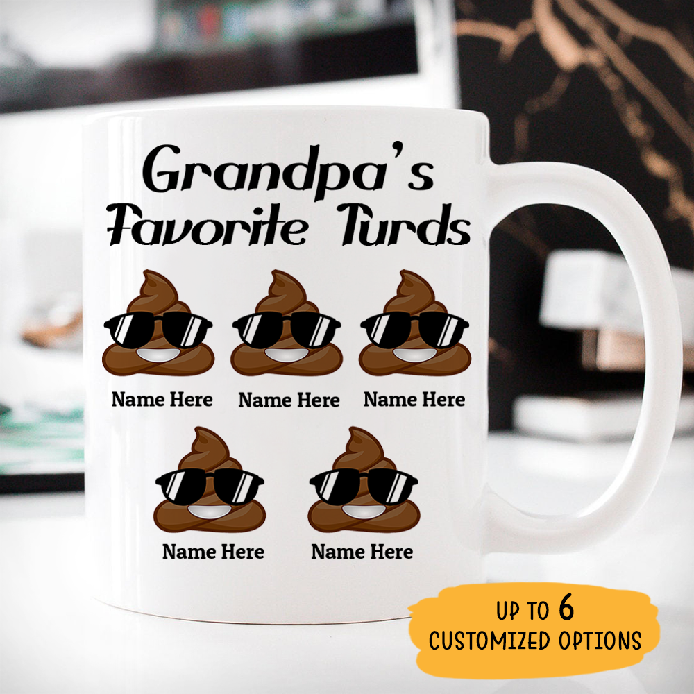 Dad's Favorite Turds Customized coffee mug, Personalized gift, Funny Father's Day gift