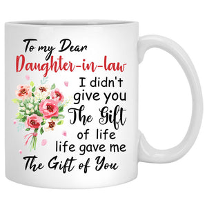 To my dear Daughter-in-law, Life gave me the gift of you, Sunflower Field Customized mug, Personalized gifts, Mother's Day gifts