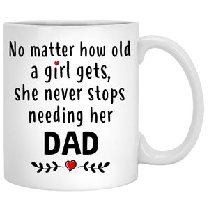 No Matter How Old A Girl Gets, Father and Daughter Coffee Mug, Personalized Gifts