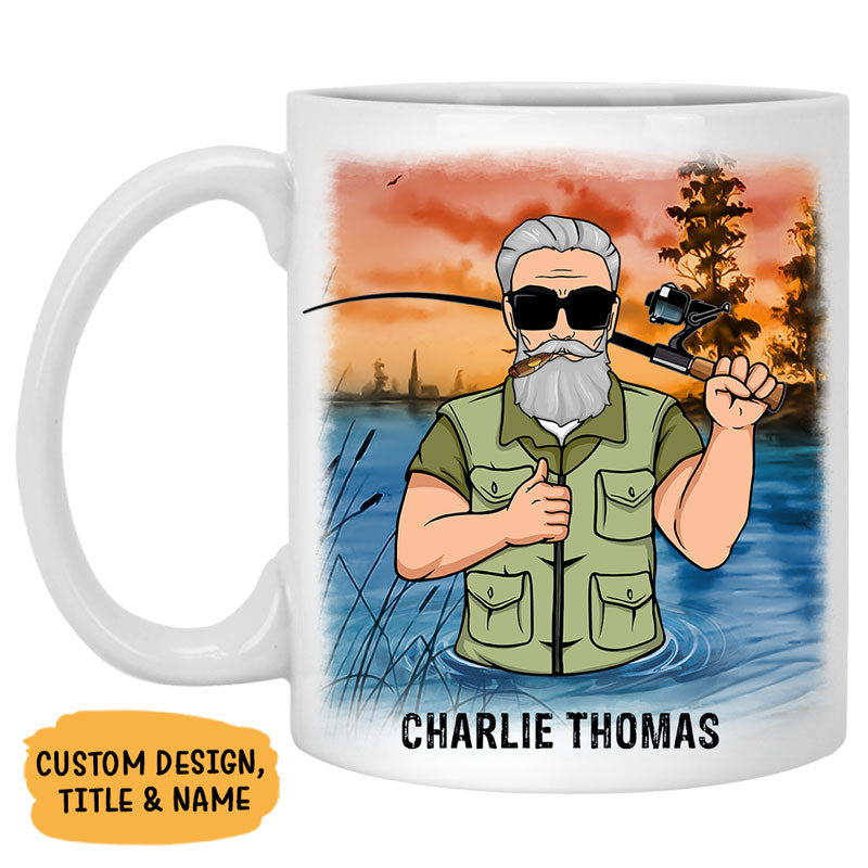 Reel Cool Grandpa or Papa, Personalized Fishing Mug, Father's Day Gifts