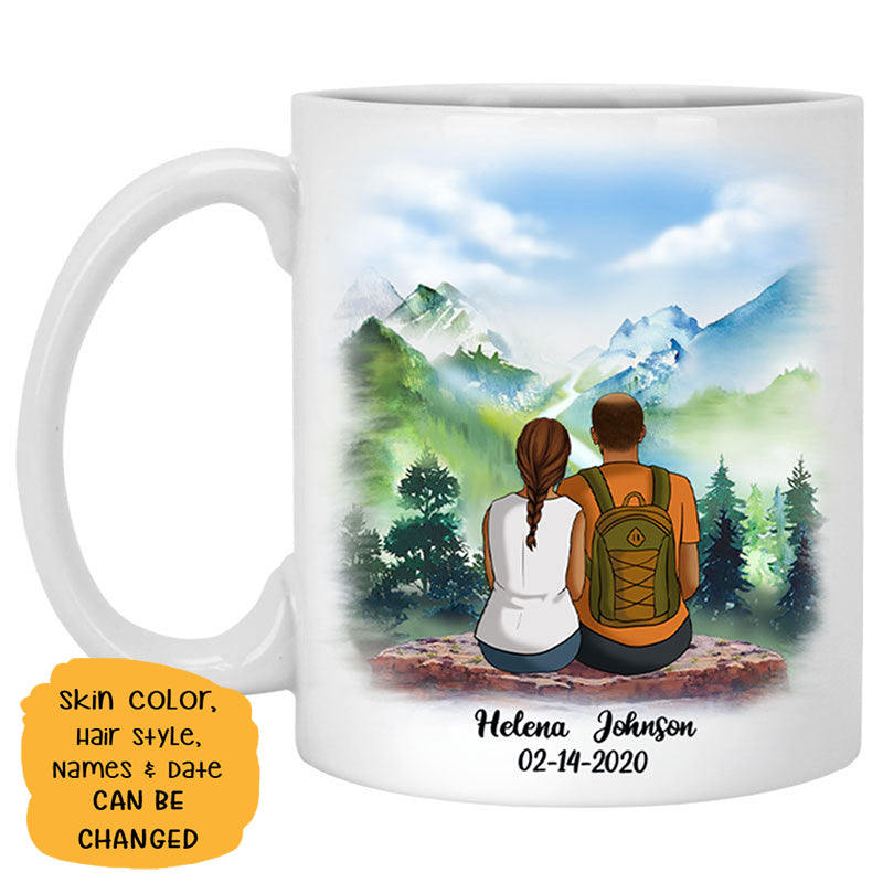 To my husband I love you in the morning, Mountain cliff, Customized mug, Anniversary gifts, Personalized love gift for him