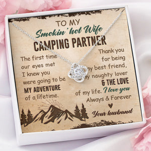 Camping Partner The First Time, Personalized Luxury Necklace, Message Card Jewelry, Gifts For Her