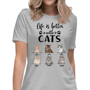 Life Is Better With Cats, Personalized Shirt, Custom Gift for Cat Lovers, Custom Tee