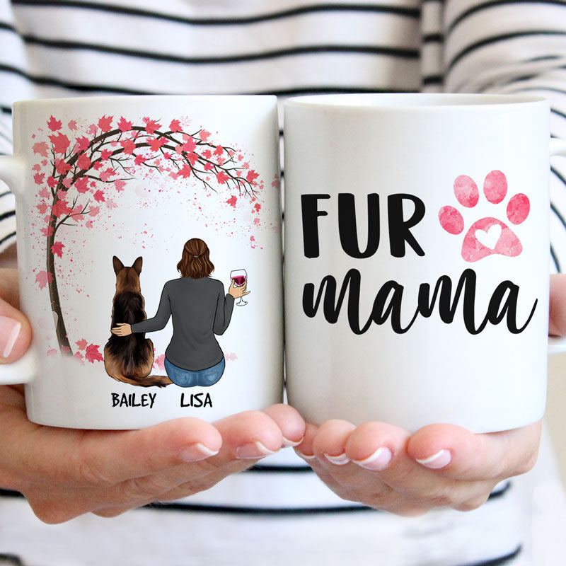 Fur Mama, Best Dog Mom Mugs, Customized Mugs for Dog Lovers, Personalized Mother's Day gifts