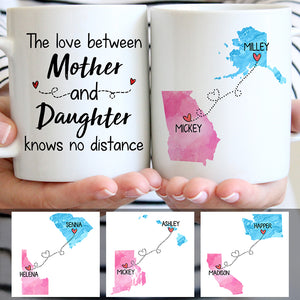 Long Distance Mother and Daughter Quotes Personalized State Coffee Mug, Custom Mother's Day Gift