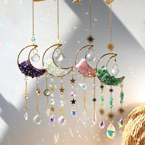 Crystal Moon Amethyst Rainbow Suncatcher Light Catcher