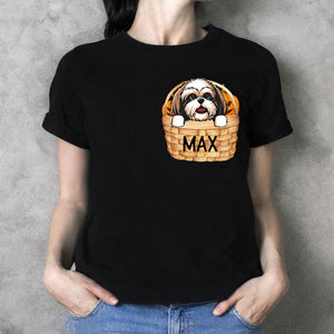 Pocket Custom T Shirts, Pumpkin Basket, Personalized Gifts for Dog Lovers