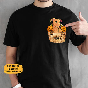 Pocket Custom T Shirts, Pumpkin Basket, Personalized Gifts for Dog Lovers