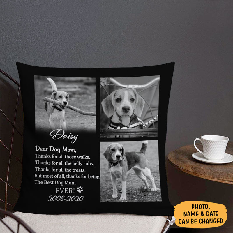 Thanks For All Those Walks, Memorial Pillow, Personalized Pillows, Custom Gift for Dog Lovers