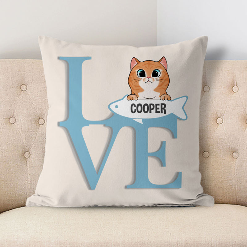 Love, Cat Cute, Personalized Pillows, Custom Gifts for Cat Lovers