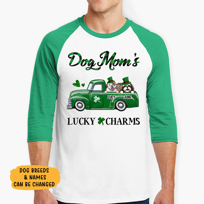 Lucky Charms, Dogs Truck, Personalized Unisex Raglan Shirt, St Patricks Day