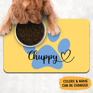 Paw Name Background Pet Placemat, Personalized Pet Food Mat, Pet Lovers Gifts