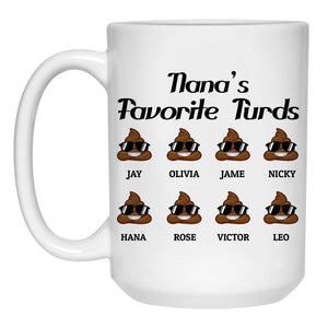 Mom's Favorite Turds Customized coffee mug, Personalized gift, Funny Mother's Day gift