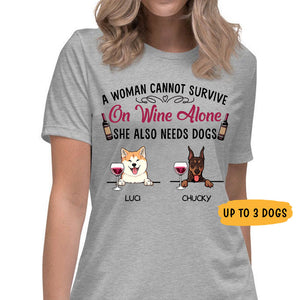 Survive On Wine Alone, Custom T Shirt, Personalized Gifts for Dog Lovers