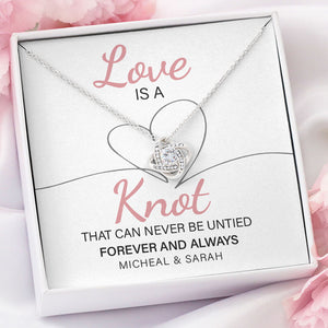 Love Is An Untied Knot, Personalized Luxury Necklace, Message Card Jewelry, Gifts For Her