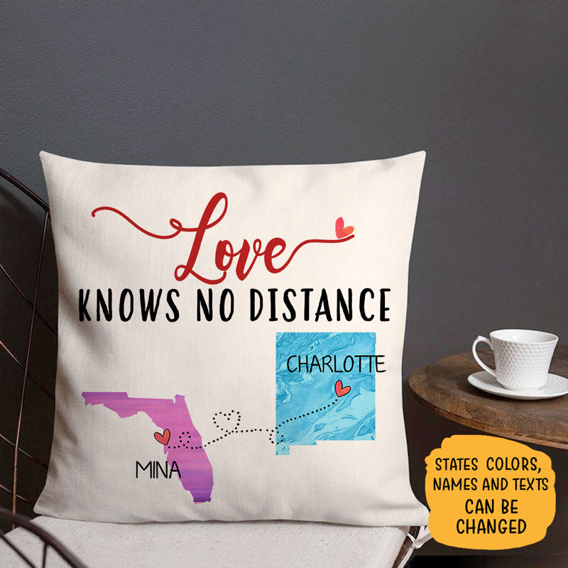 Love knows no distance, Personalized State Colors Pillow, Father's Day gift