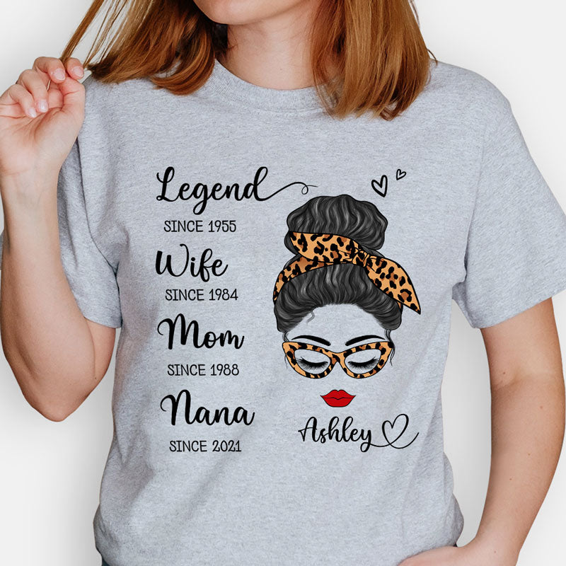 Legend Mom Grandma Since Year Messy Bun, Personalized Shirt, Funny Family gift for Grandmother