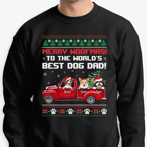 Merry Woofmas Best Dog Dad, Personalized Custom Sweaters, T shirts, Christmas Gifts for Dog Lovers