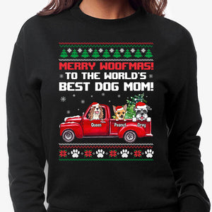 Merry Woofmas Best Dog Mom, Personalized Custom Sweaters, T-shirts, Christmas Gifts for Dog Lovers