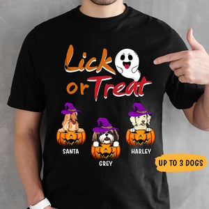 Lick or Treat, Funny Dark Custom Halloween T Shirt, Personalized Gifts for Dog Lovers