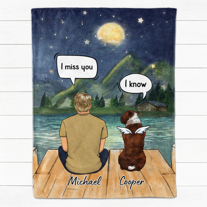 I Still Talk About You I Miss You Conversation, Memorial Gifts For Dog Lovers, Personalized Blanket