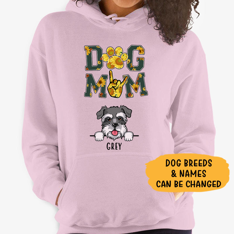 Dog Mom, Flowers, Personalized Custom Hoodie, Sweater, T shirts, Christmas Gifts for Dog Lovers