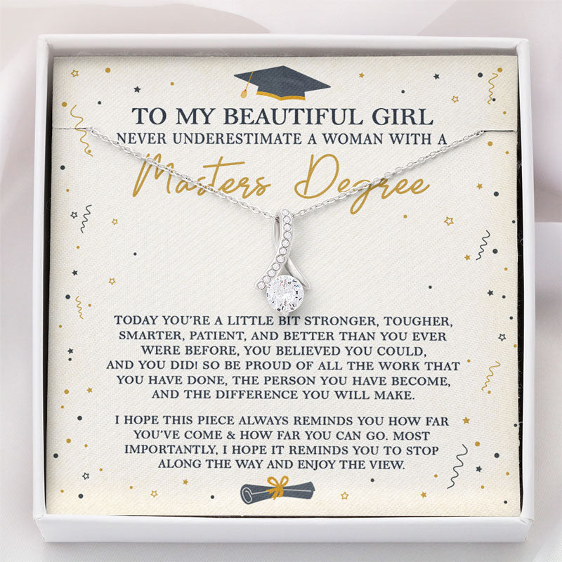 A Woman With A Masters Degree, Luxury Necklace, Custom Message Card Jewelry, Graduation Gifts