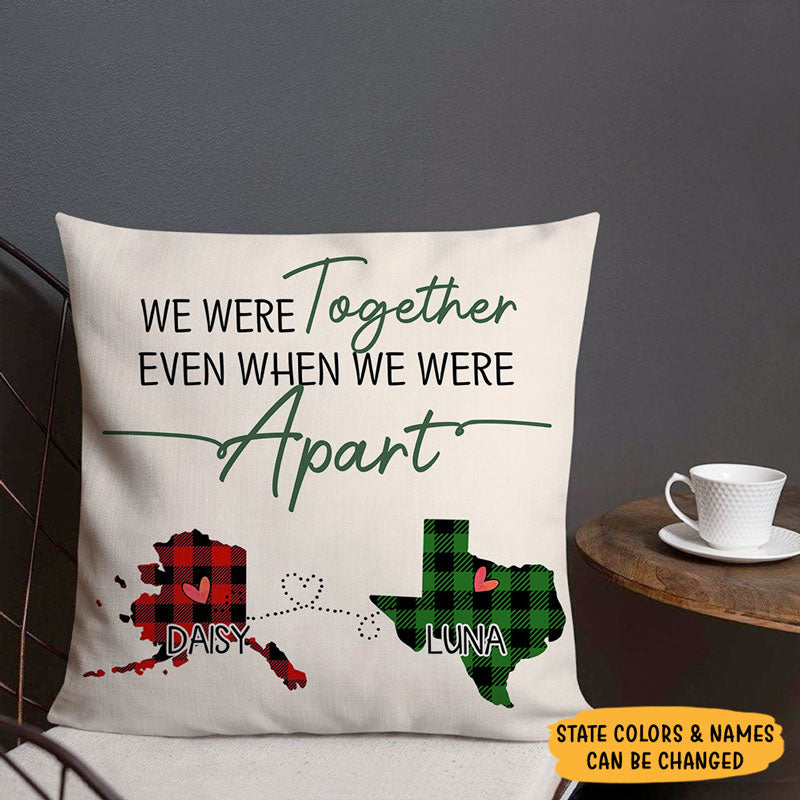 Together Apart, Personalized State Colors Pillow, Custom Christmas Gift