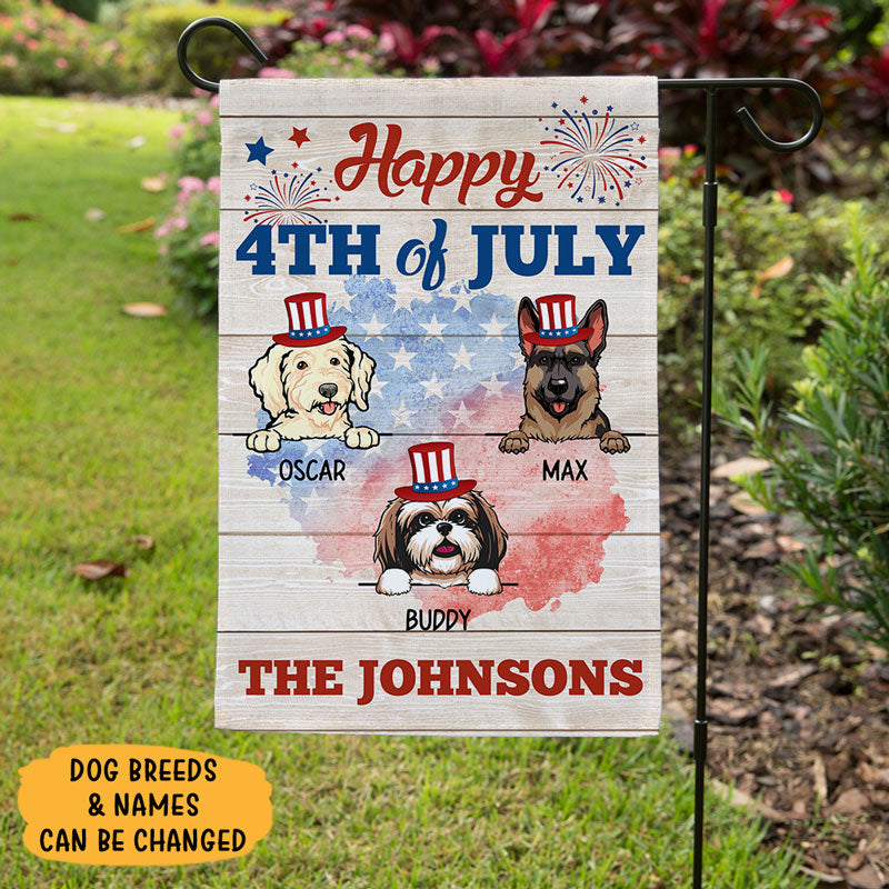 Happy 4th Of July Flags, Custom Flags, Personalized Dog Decorative Garden Flags