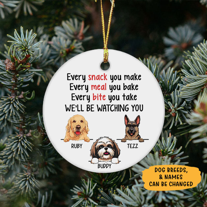 Snack Meal Bite, Personalized Circle Ornaments, Custom Gift for Dog Lovers