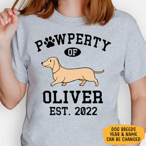 Pawperty Of Dashchund, Personalized Shirt, Custom Gifts For Dog Lovers