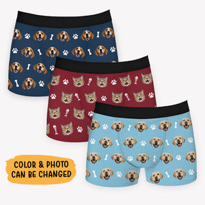 Pet Face Boxer Brief, Personalized Boxer, Funny Gift For Him, Custom Photo