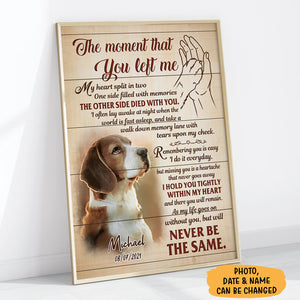 The Moment That You Left Me, Personalized Memorial Poster, Customized Gifts For Pet Lovers