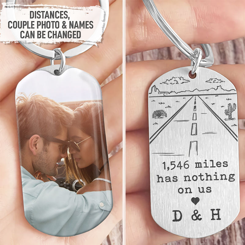 Distance Has Nothing On Us, Personalized Keychain, Anniversary Gifts For Him, Custom Photo