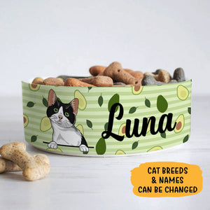 Personalized Custom Cat Bowls, Avocado, Gift for Cat Lovers