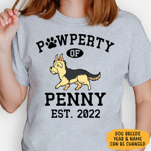 Pawperty Of Yorkie Personalized Shirt, Custom Gifts For Dog Lovers