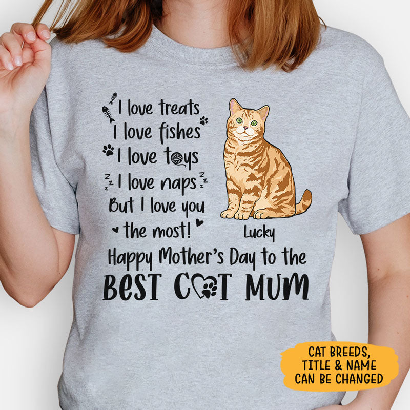 I Love Treats I Love Fishes, Personalized Mother's Day Shirt, Gifts For Cat Mom