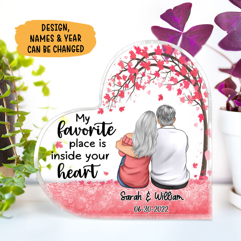 My Favorite Place, Personalized Keepsake, Heart Shape Plaque, Anniversary Gifts