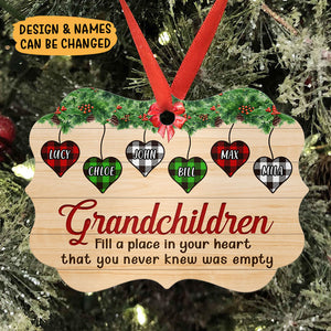 Grandchildren Fill A Place In Your Heart, Personalized Aluminium Ornaments, Custom Holiday Gift