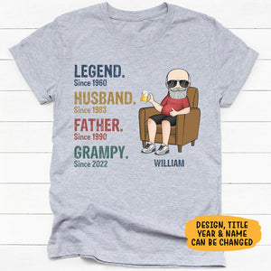 Legend Husband Daddy Grandpa Since Dad Bod, Personalized Shirt, Father's Day Gifts