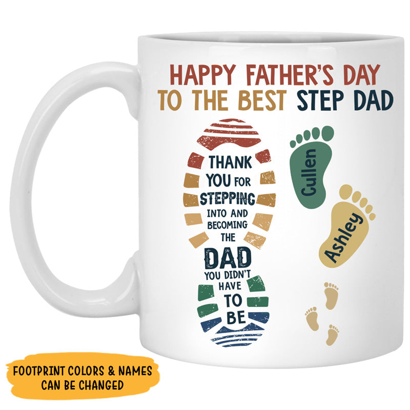 Happy Father's Day To The Best Step Dad, Personalized Mug, Funny Father's Day gift