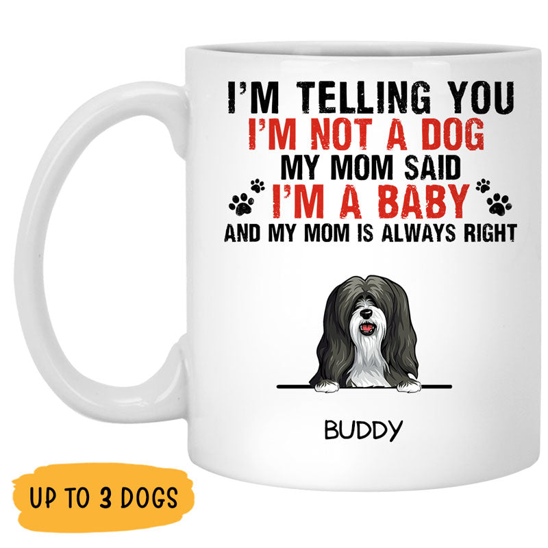 I'm a Baby, Funny Personalized Mug, Custom Gift for Dog Lovers