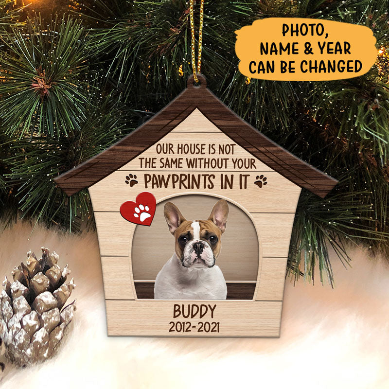 Personalized Dog Photo, Christmas Dog House Shaped Ornament, Custom Photo Gift