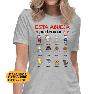 This Belongs to, Spanish Espanol, Custom T Shirt, Funny Family gift for Grandparents