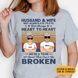 Husband And Wife Not Always Eye To Eye But Always Heart To Heart, Personalized Shirt for Couple