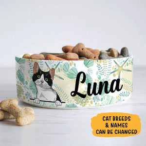 Personalized Custom Cat Bowls, Starfish and Seashell, Gift for Cat Lovers