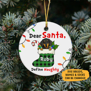 Define Naughty, Personalized Christmas Ornaments, Custom Gift for Dog Lovers