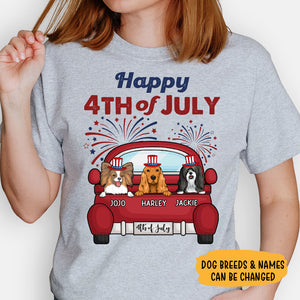 Happy 4th Of July Car, Gift For Dog Lover, Custom Shirt For Dog Lovers, Personalized Gifts